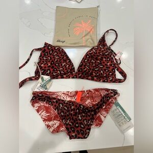Maaji Rust Red & Cream Tropical Leopard Reversible Bikini